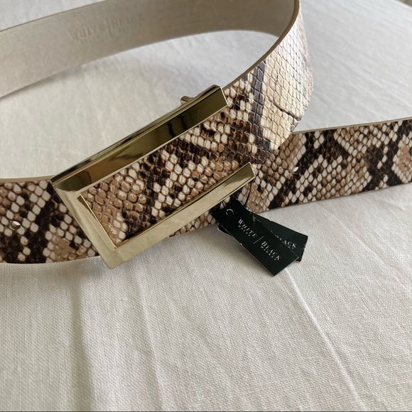 White House Black Market Accessories - White House Genuine Leather Snakeskin Belt